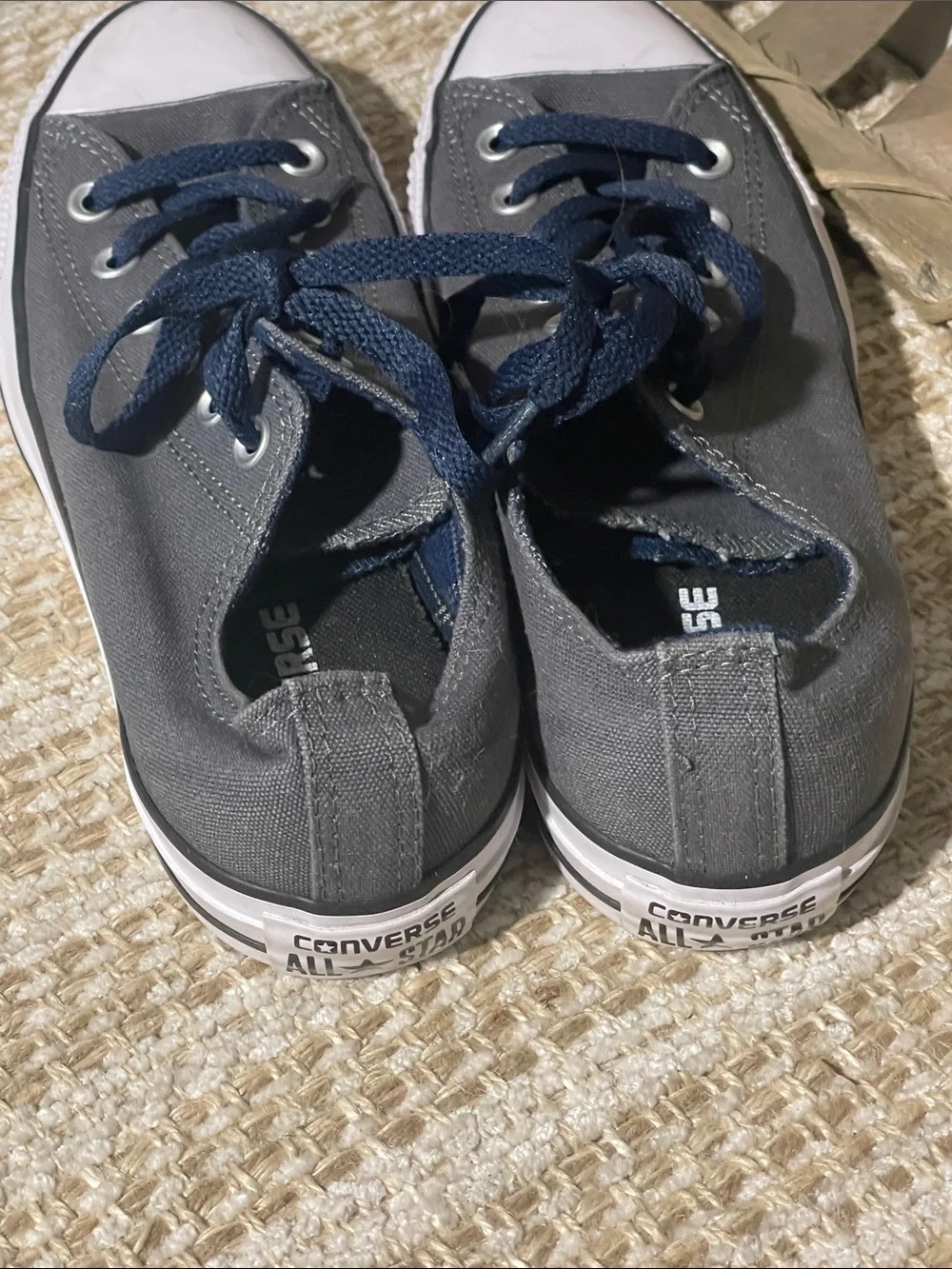 Converse Gray Canvas Low-Top Sneakers with Navy Laces